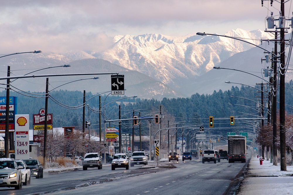 Cranbrook, British Columbia downtown mountain view