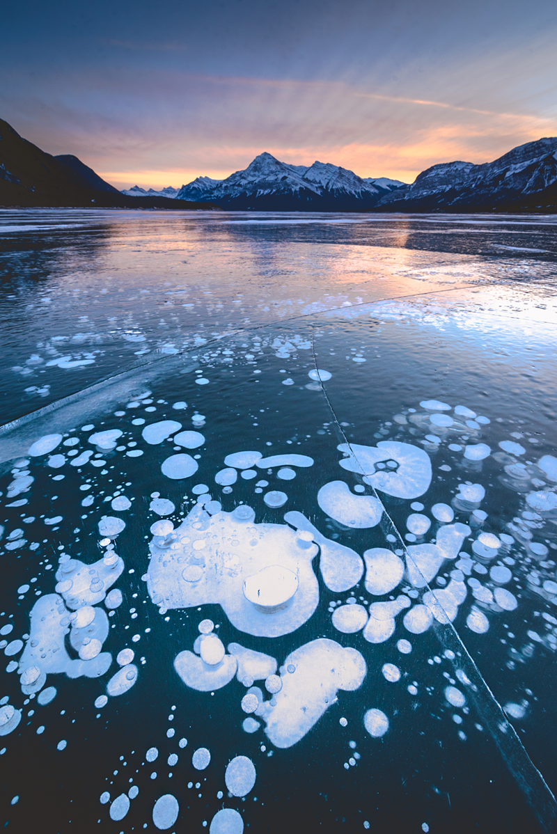 Abraham Lake Alberta Canada Ice Bubbles